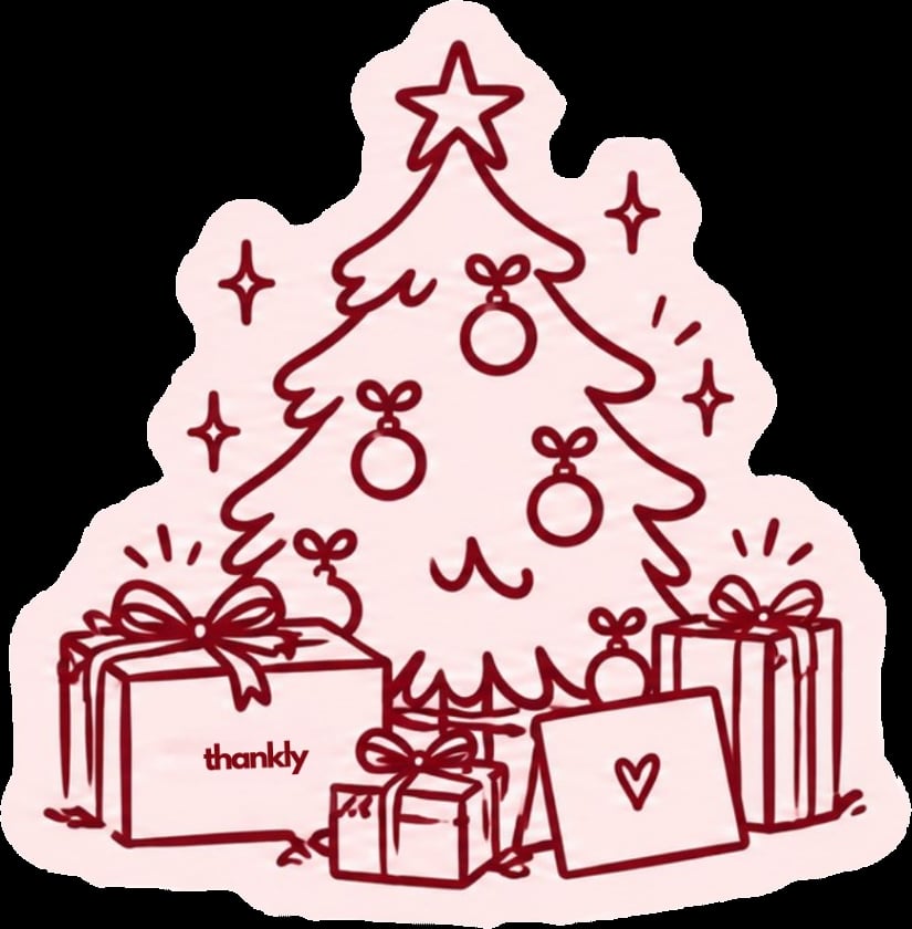 Thankly Christmas — tree, gifts and a card